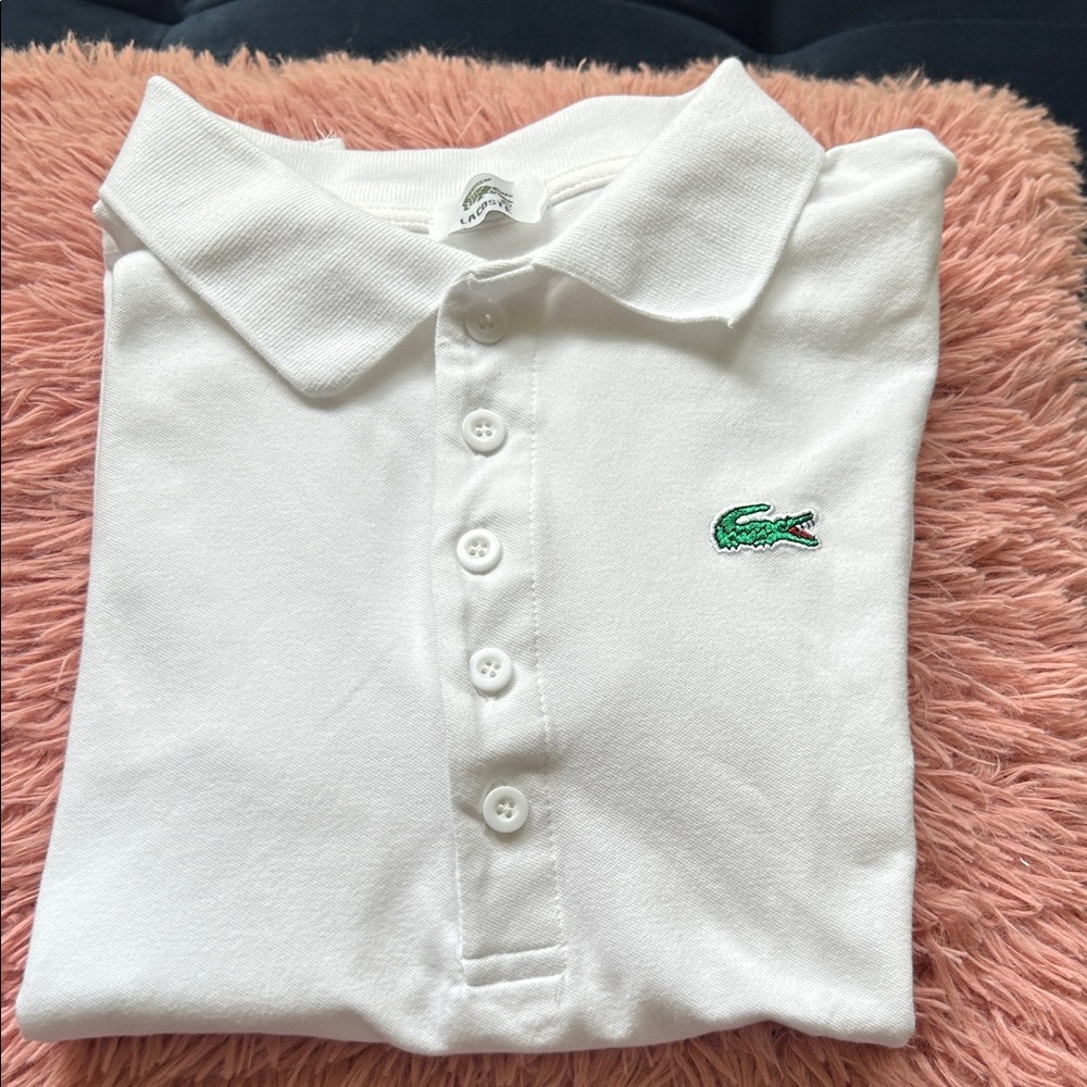 Lacoste Polo Shirt in White with Green Logo